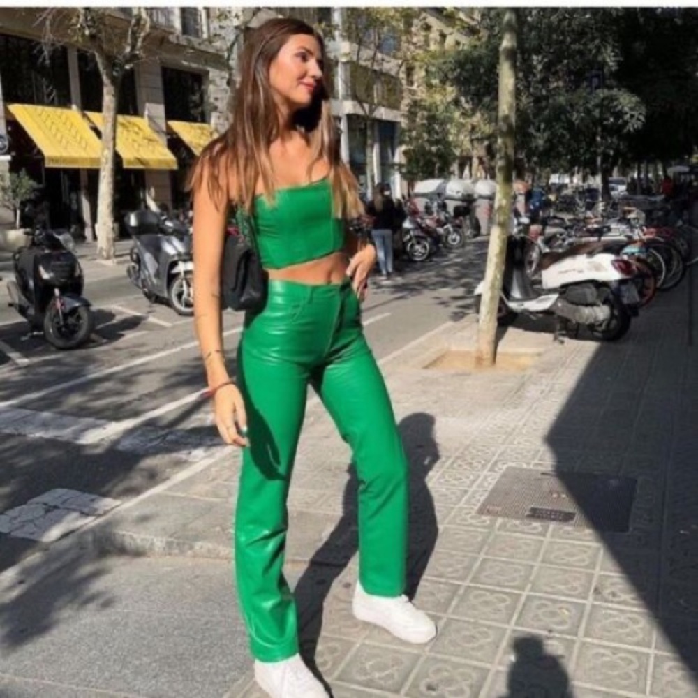 Zara Green Leather Pants